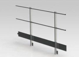 PARAPETTO STANDARD TIPO CTS-2A FISSAGGIO A PARETE COMPLETO DI: FERMAPIEDE, PARAGINOCCHIA E CORRIMANO