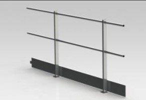 PARAPETTO STANDARD TIPO CTS-1A FISSAGGIO A PAVIMENTO COMPLETO DI: FERMAPIEDE, PARAGINOCCHIA E CORRIMANO